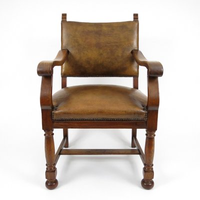 Dutch Leather Armchairs, 1940s, Set of 2-BH-636140