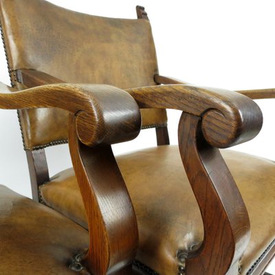 Dutch Leather Armchairs, 1940s, Set of 2-BH-636140