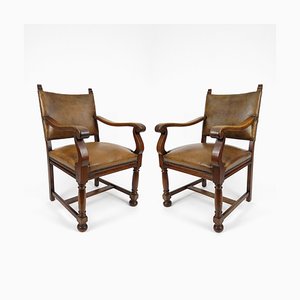 Dutch Leather Armchairs, 1940s, Set of 2-BH-636140