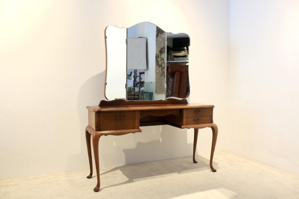 Dutch Mahogany Dressing Table with Mirror, 1950s-MO-712136