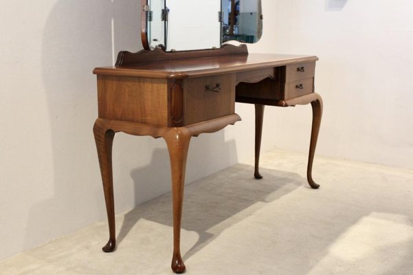 Dutch Mahogany Dressing Table with Mirror, 1950s-MO-712136