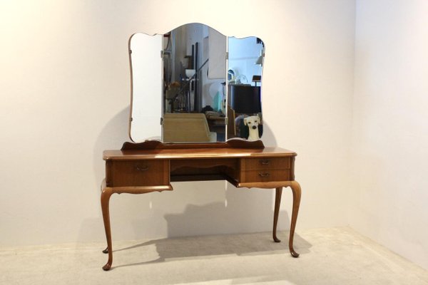 Dutch Mahogany Dressing Table with Mirror, 1950s-MO-712136