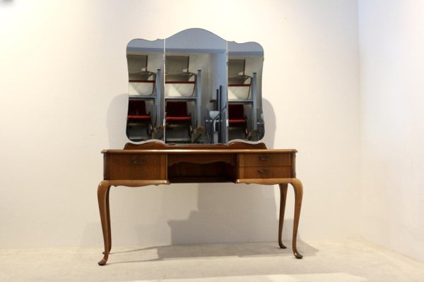 Dutch Mahogany Dressing Table with Mirror, 1950s-MO-712136