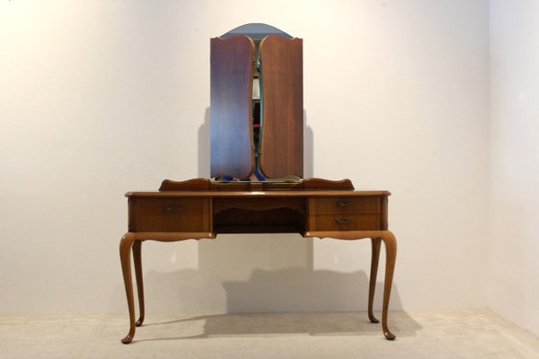 Dutch Mahogany Dressing Table with Mirror, 1950s-MO-712136