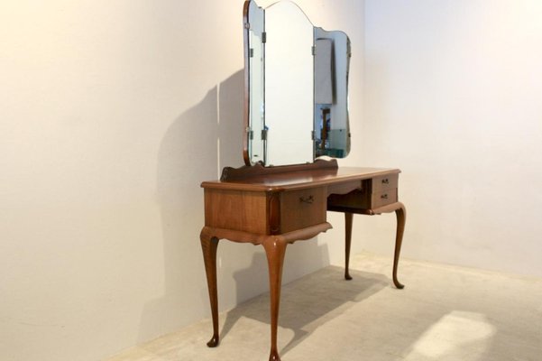 Dutch Mahogany Dressing Table with Mirror, 1950s-MO-712136