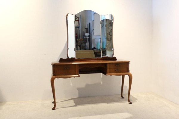 Dutch Mahogany Dressing Table with Mirror, 1950s-MO-712136