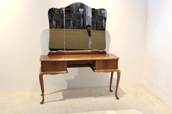 Dutch Mahogany Dressing Table with Mirror, 1950s-MO-712136