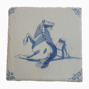 Dutch Man Under Falling Horse Tile from Delft, 1620s-BXK-2026747