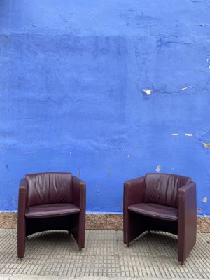 Dutch Maroon Leather Armchairs from Leolux, Set of 2-GOA-1821927