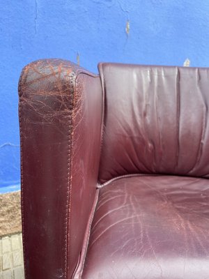 Dutch Maroon Leather Armchairs from Leolux, Set of 2-GOA-1821927