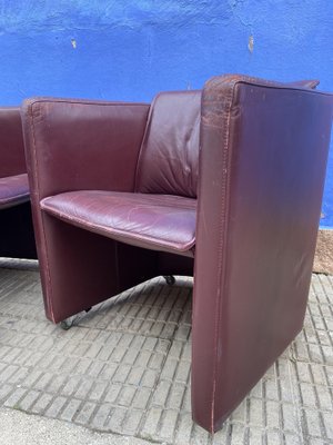 Dutch Maroon Leather Armchairs from Leolux, Set of 2-GOA-1821927