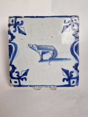 Dutch Marsupial Wolf Extinct Tile from Delft, 1625-BXK-2026815