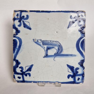 Dutch Marsupial Wolf Extinct Tile from Delft, 1625-BXK-2026815