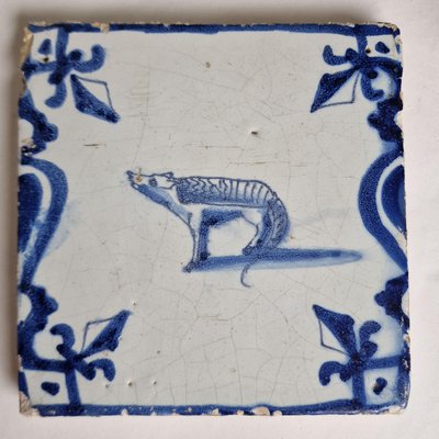 Dutch Marsupial Wolf Extinct Tile from Delft, 1625-BXK-2026815