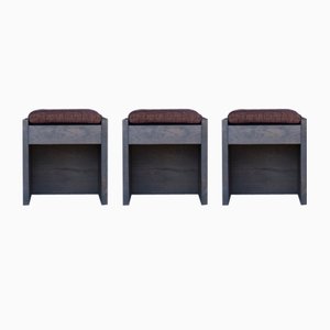 Dutch Minimalist Bossche School Wooden Stools, Set of 3-MB-1271230