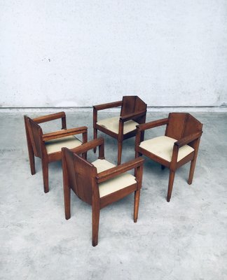 Dutch Modern Amsterdam School Dining Chairs, 1910s, Set of 4-RQV-1707102