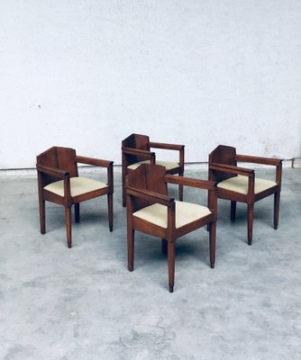 Dutch Modern Amsterdam School Dining Chairs, 1910s, Set of 4-RQV-1707102