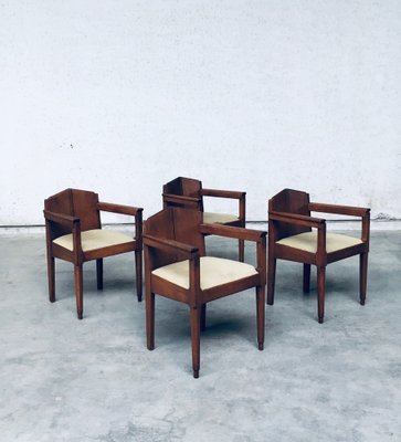 Dutch Modern Amsterdam School Dining Chairs, 1910s, Set of 4-RQV-1707102