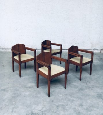 Dutch Modern Amsterdam School Dining Chairs, 1910s, Set of 4-RQV-1707102