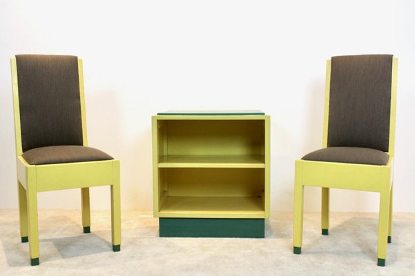 Dutch Modernism Chairs and Cabinet by Jan den Drijver for De Stijl, 1930s, Set of 3-MO-1738078