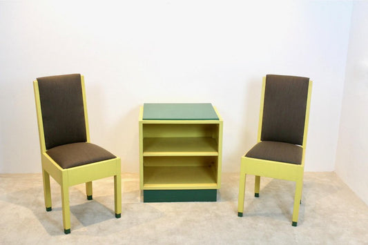 Dutch Modernism Chairs and Cabinet by Jan den Drijver for De Stijl, 1930s, Set of 3