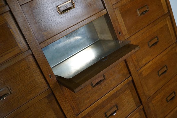 Dutch Oak Apothecary Filing Cabinet with Folding Doors, 1930s-XO-1158539