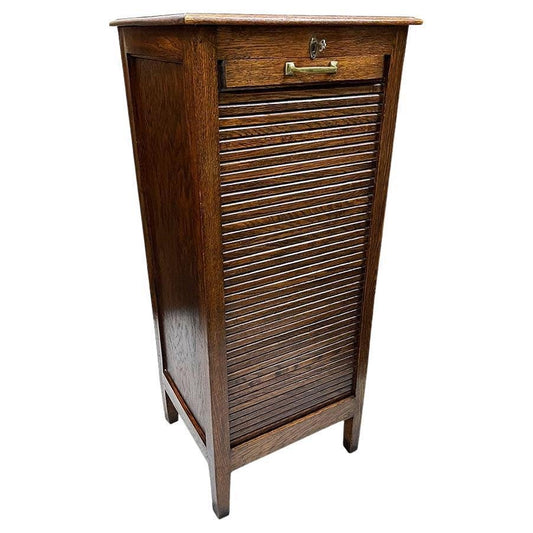 Dutch Oak Tambour Filling Cabinet, 1920s