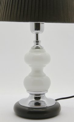 Dutch Opaline Table Lamp with Ball-Stem and Chrome Details and White Black Base-MJY-1148804