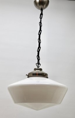 Dutch Pendant Lamp with Opaline Shade, 1930s-MJY-1148781