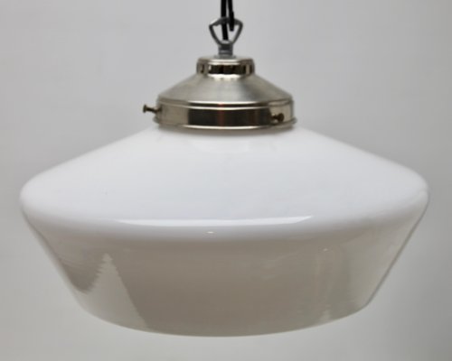 Dutch Pendant Lamp with Opaline Shade, 1930s-MJY-1148781