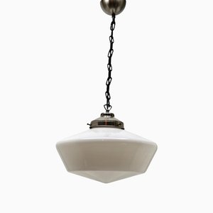 Dutch Pendant Lamp with Opaline Shade, 1930s-MJY-1148781