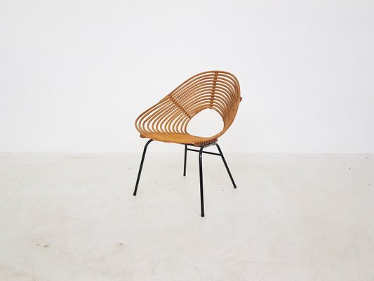 Dutch Rattan Lounge Chair from Rohe Noordwolde, 1950s-ZO-614424