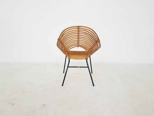 Dutch Rattan Lounge Chair from Rohe Noordwolde, 1950s-ZO-614424