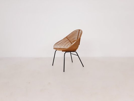 Dutch Rattan Lounge Chair from Rohe Noordwolde, 1950s-ZO-614424