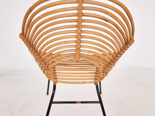 Dutch Rattan Lounge Chair from Rohe Noordwolde, 1950s-ZO-614424