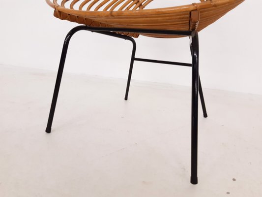 Dutch Rattan Lounge Chair from Rohe Noordwolde, 1950s-ZO-614424