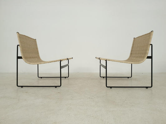 Dutch Rattan Lounge Chairs by Gregorio Vicente Cortes & Luis Onsurbe for Metz and Co, 1960s, Set of 2