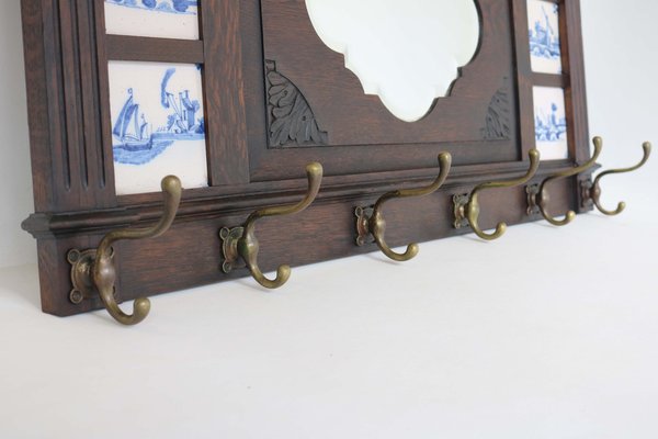 Dutch Renaissance Hallway Set Coat Rack & Umbrella Stand, 1880s, Set of 2-WIP-2041050