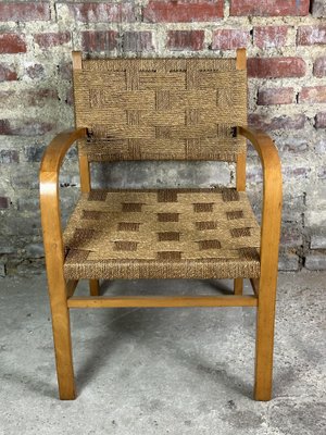 Dutch Rope and Wood Lounge Chair from Vroom & Dreesman, 1960s-RWZ-1425294