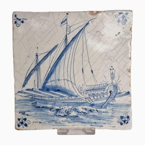 Dutch Ship Boat Shipping Scene Tile from Delft, 1620s-BXK-2026844