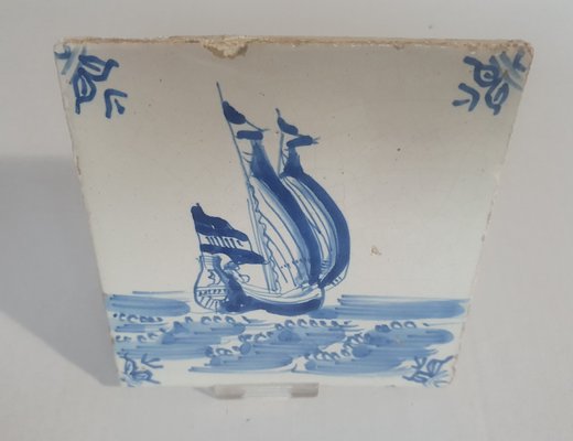 Dutch Ship Boat Tile from Delft, 1635-BXK-2026717