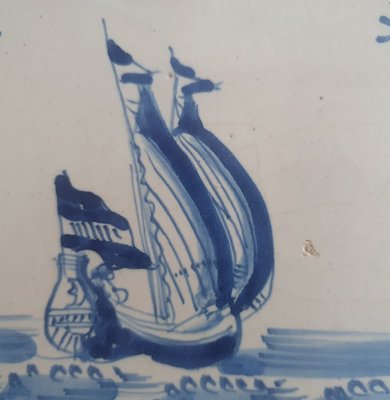 Dutch Ship Boat Tile from Delft, 1635-BXK-2026717