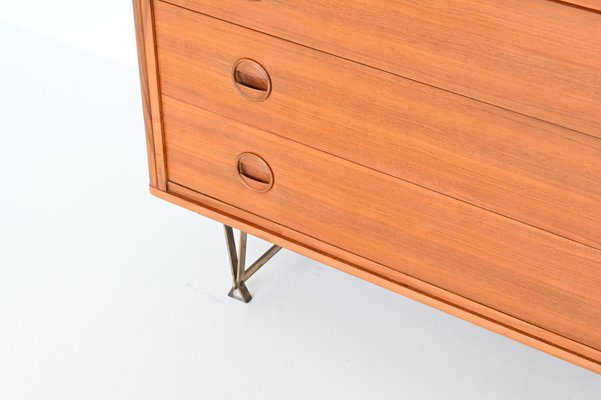 Dutch Sideboard in Walnut and Brass by William Watting for Fristho, 1950s-BXV-1791759