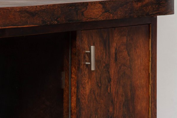 Dutch Sideboard with Glass Sliding and Wooden Folding Doors in Burl Walnut, 1920s-JE-987209