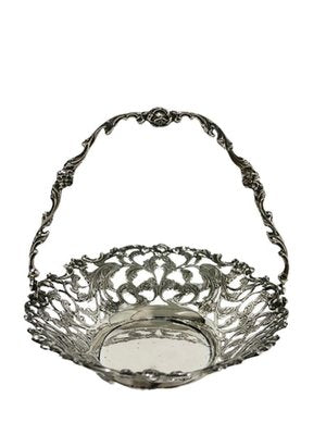 Dutch Silver Bonbon Basket with Movable Handle by G. Schoorl, 1956-UCH-1224387