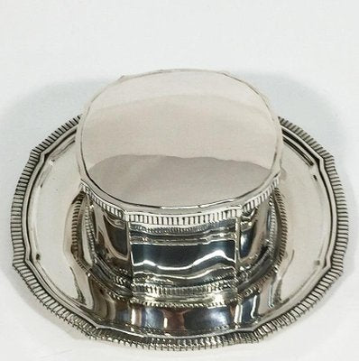 Dutch Silver Cardinal Model Biscuit Box with Plate, Set of 2-UCH-1224551