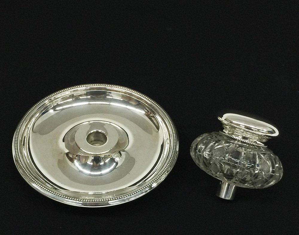 Dutch Silver & Crystal Cut Inkwell by J.M. Van Kempen en Zn for Voorschoten, 1874