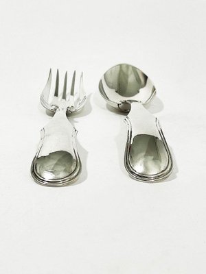 Dutch Silver Lettuce Place Setting by J. H. Eversbag & D. Van Outvoorst, 1884/86, Set of 2-UCH-1224318