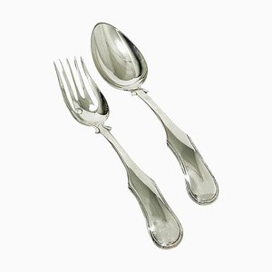 Dutch Silver Lettuce Place Setting by J. H. Eversbag & D. Van Outvoorst, 1884/86, Set of 2-UCH-1224318