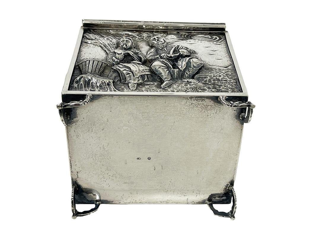 Dutch Silver Lidded Box with Scenes by Jan Steen, 1911